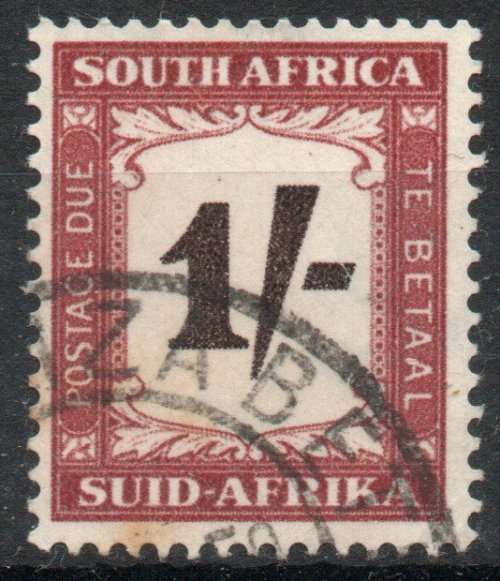 South Africa 1950-58 Postage Due 1/- dark brown & purple-brown used. SACC 43. Cat R250 (2023-25)