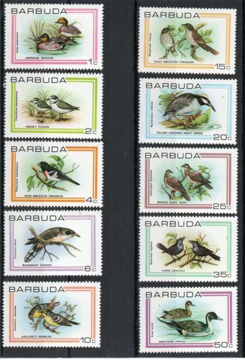 Barbuda 1980 Birds part set of 10 unmounted mint. SG 503-512. Cat £7,80 (2013)