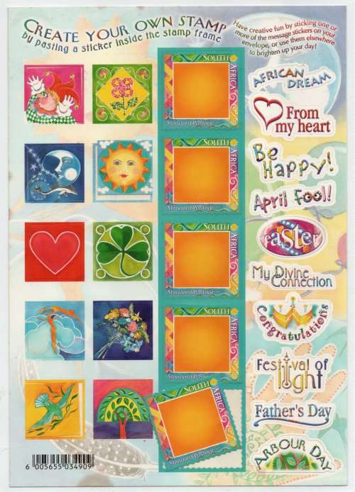 South Africa 2001 `Create Your Own Stamps` complete sheet umm. SACC 1451. Cat R300 (2023-25)