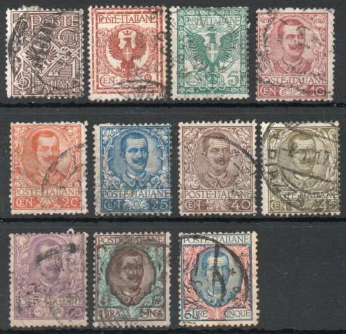 Italy 1901 King Victor Emmanuel III short set of 11 fine used. SG 62-72. Cat £45,20 (2012)