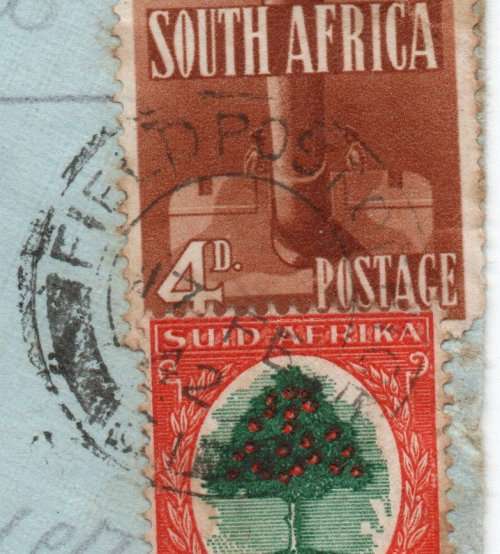 South Africa 1942 passed by censor cover 4d large war & 6d pictorial with `FIELD POST` post mark
