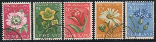 Netherlands 1952 Cultural & Social Relief Fund Flowers set of 5 vfu. SG 749-753. Cat £20 (2013)