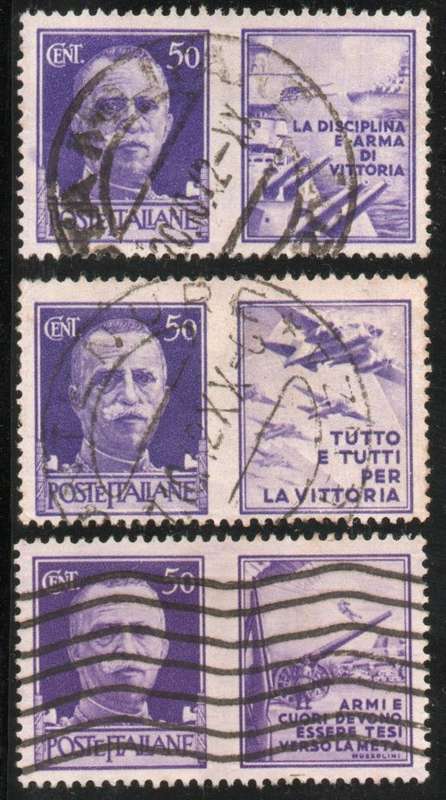 Italy 1942 War Propaganda part set of 3 very fine used. SG 571-573. Cat £3,90 (2013)