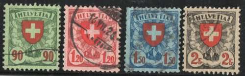 Switzerland 1934 Definitive set of 4 very fine used. SG 329-332a. Cat £32,25 (2013)