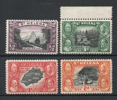 St Helena 1934 Centenary of British Colonisation part set of 4 lmm. SG 114-117. Cat £8,75 (2022)