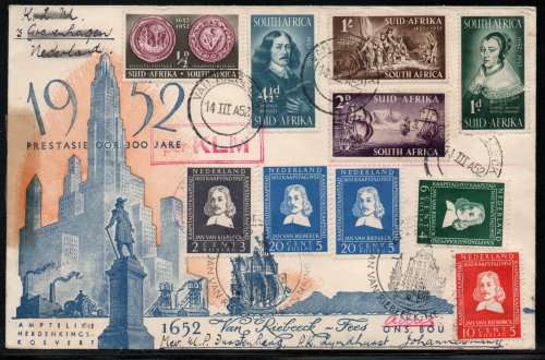 South Africa - Netherlands 1952 Van Riebeeck Festival both full sets on Flown Cover very fine used.