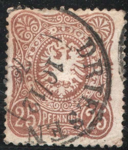 Germany 1875 Definitive 25pf brown fine used. SG 35. Cat £25 (2013)