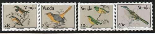 Venda 1991 Birds of Venda set of 4 unmounted mint. SACC 218-221. Cat R70 (2023-25)
