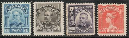 Brazil 1906 Definitive part set of 4 mtd mint & mint no gum. SG 265, 267, 269 & 274. Cat £52 (2013)