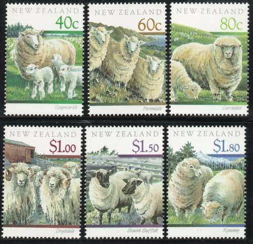 NEW ZEALAND 1991 `SHEEP BREEDS` SET OF 6 UMM. SG 1579-84. CAT 4,40 POUNDS.