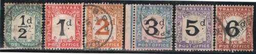 Transvaal 1907 Postage Due short set of 6 very fine used. SACC 1-6. Cat R1095 (2023-25)