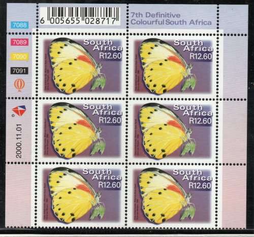South Africa 2000 Colourful SA Definitive R12,60 control block of 6 umm SACC 1318 Cat R720 (2023-25)