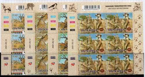 South Africa 2001 Kgalagadi Trans Frontier Park set of 4 in contr blocks umm SACC 1386-89. Cat R606.
