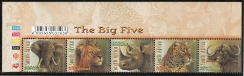 South Africa 2001 `The Big 5` control strip/set of 5 unmounted mint. SACC 1363-1367. Cat R250 (2023)
