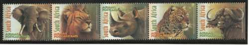 South Africa 2001 `The Big 5` control strip/set of 5 unmounted mint. SACC 1363-1367. Cat R250 (2023)