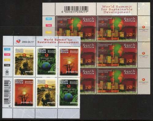 South Africa 2002 World Summit for Sustainable Develop contr blocks umm SACC 1478-81 Cat R470 (2023)