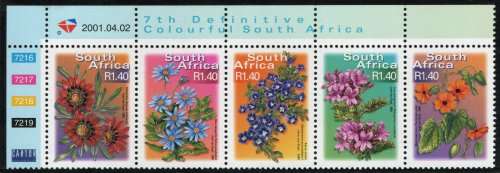 South Africa 2001 Definitive R1,40 strip of 5 umm. SACC 1358-1362. Cat R80 (2023)