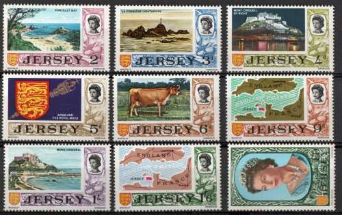 Jersey 1969 set of 9 on thin paper lmm slight toning. SG 17EA-25EA. Cat £30. (2013)