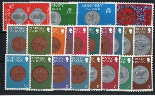 Guernsey 1979 Coin set of 22 mounted mint. SG 177-198. Cat £20,45 (2013)