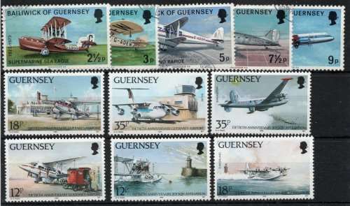 Guernsey 2 Aircraft sets 1973 vfu and 1989 umm. SG 84-88 and 456-461. Cat £5 (2013)