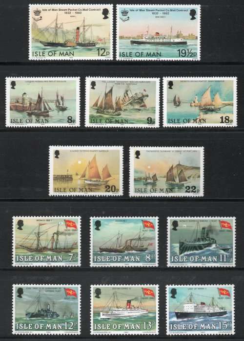 Isle of Man 3 ships sets unmounted mint. SG 170-75, SG 223-4 & SG 190-94. Cat £5 (2013)