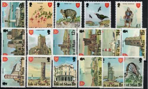 Isle of Man 1978 Definitive set of 17 unmounted mint. SG 111-127. Cat £9,84 (2013)