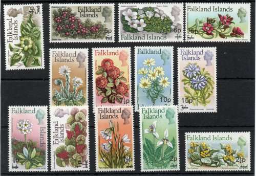Falkland Islands 1971 Surcharged Definitive set of 13 unmounted mint. SG 263-275. Cat £26,35 (2013)