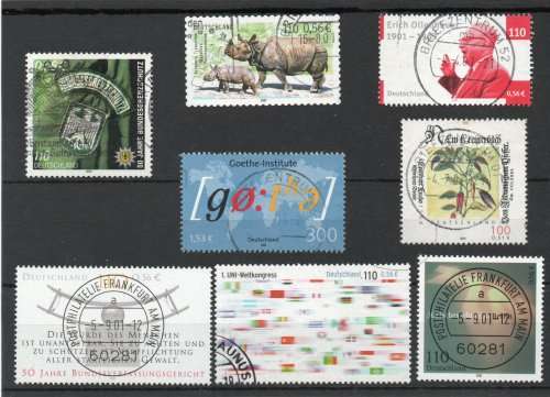 Germany 2001 8 stamps very fine used. Cat £12,35 (2013)