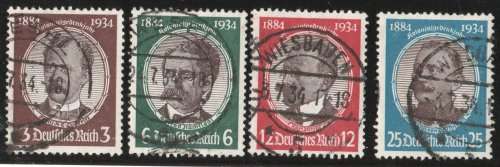Germany 1934 German Colonizers` Jubilee set of 4 very fine used. SG 537-540. Cat £39,70 (2013)