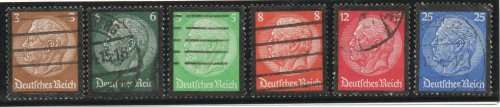 Germany 1934 Hindenburg Memorial set of 6 very fine used. SG 545-550. Cat £14,85 (2013)
