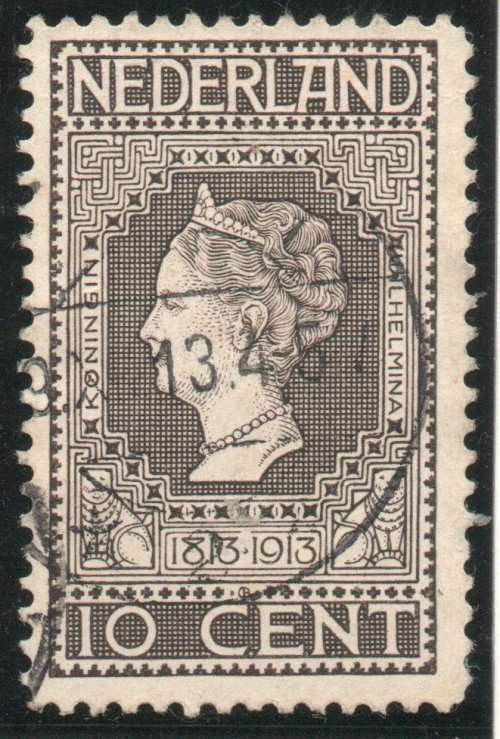 Netherlands 1913 Independence Centenary 10c grey very fine used. SG 217. Cat £4 (2013)