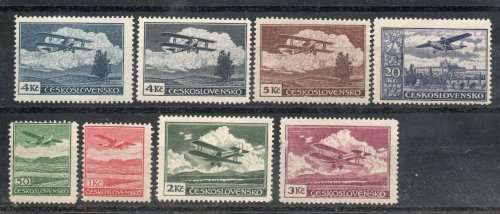 Czechoslovakia 1930 Air part set of 8 fine mounted mint. SG 309-314 & 316. Cat £20 (2013)