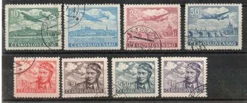 Czechoslovakia 1946 Air set of 8 very fine used. SG 469-476. Cat £8,90 (2013)