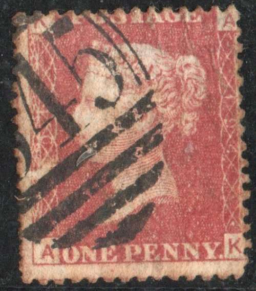 Great Britain 1858-79 1d red plate 194 fine used. SG 44. Cat £10 (2022)