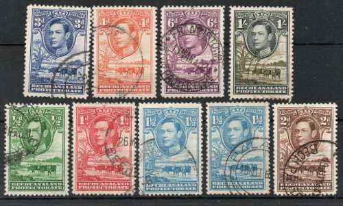 Bechuanaland 1938 Definitive part set of 9 very fine used. SACC 113-120. Cat R542. (2023)