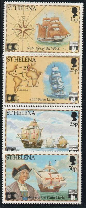 St Helena 1992 Ships Discovery of America set of 4 unmounted mint. SG 603-606. Cat £12,25. (2013)