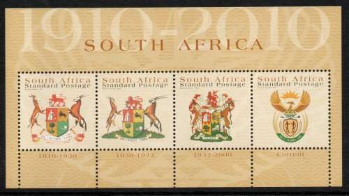 South Africa 2010 SA Coat of Arms sheetlet of 4 unmounted mint. SACC 2149. Cat R150 (2023-25)