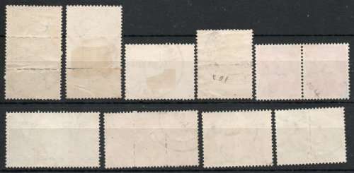 South Africa 1942-44 Small War set of 9 units (4d unit space filler) used. SACC 95-103a. Cat R460.
