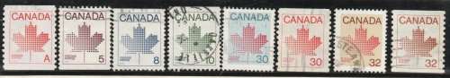 Canada 1981-82 Definitive set of 8 very fine used. SG 1030a-1036b. Cat £9,35 (2013)