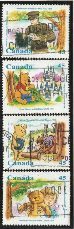 Canada 1996 Winnie the Pooh set of 4 very fine used.  SG 1701-1704. Cat £6 (2013)