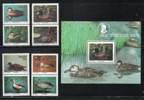 Transkei 1992 Water Fowl set of 8 and mini sheet unmounted mint. SACC 289-296a. Cat R210. (2023-25)