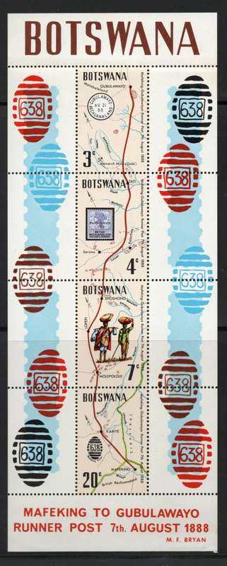 Botswana 1972 Mafeking to Gubulawayo Runner Post mini sheet umm. SG MS 298. Cat £11 (2014)