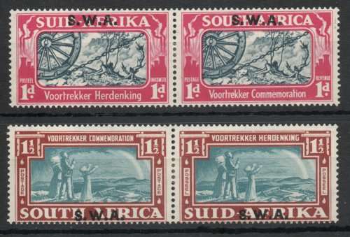 South West Africa 1938 Voortrekker Commemoration set of 2 pairs mm. SACC 136-137. Cat R750 (2023-25)
