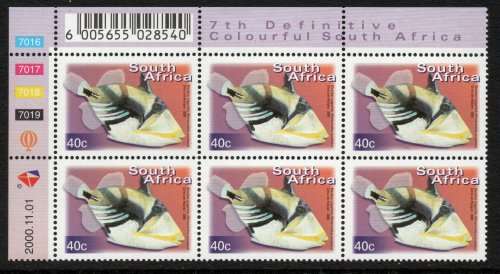 South Africa 2000 7th Definitive 40c (01.11.00) control block of 6 umm. SACC 1297. Cat R18 (2023-25)