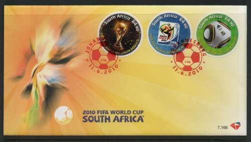 South Africa 2010 FIFA World Cup set of 3 on FDC 7.166. Cat R100 (2023-25)
