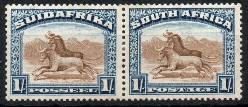 South Africa 1927 London Pictorial 1/- pair lightly mounted mint. SACC 36. Cat R700 (2023-25)