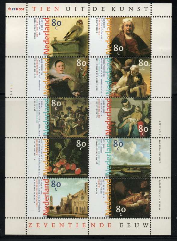Netherlands 1999 17th-century Dutch Art Mini Sheet unmounted mint. SG MS 1946-1955. Cat £13 (2012)