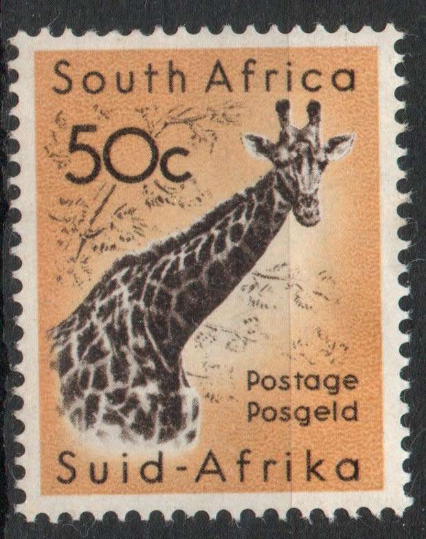 South Africa 1961 Defin 50c Giraffe unmounted mint. SACC 195. Cat R150 (2023-25)