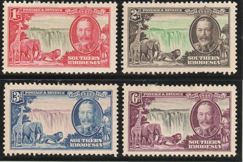 Patross SOUTHERN RHODESIA 1935 SILVER JUBILEE SET OF 4 CLEAN MOUNTED MINT. SG 31-34 . CAT 28 POUNDS.