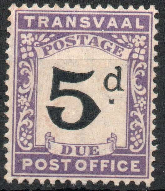 Transvaal 1907 Postage Due 5d unmounted mint. SACC 5. Cat R150. (2023-25)